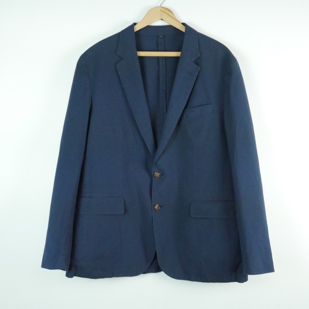 J.Crew Ludlow Slim Baird McNutt Irish Linen Cotton Blazer Navy Blue 44R Unlined